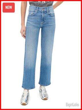 Mother The Rambler Zip Ankle Jeans Mid Rise Wide Straight Stretch Denim